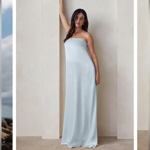 Elegant Strapless Light Blue Dress